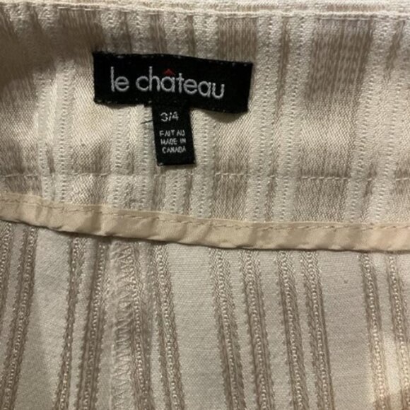 Le Chateau beige/gold striped dress pants size 3/4 - Picture 3 of 3